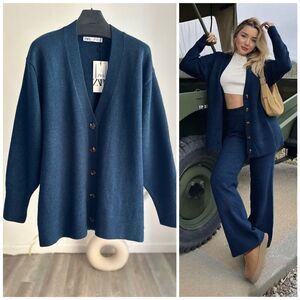 Zara Knit Cardigan Blue New
